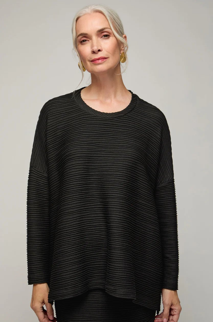 picture of Sahara Textured Wave Jersey Boxy Top - Black - Number Two - womens - fashion - clothing - Sahara 2