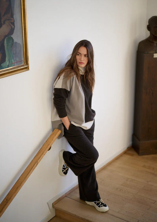 picture of Henriette Steffensen Sweater Patch 1380 - Chocolate/Elephant/Kit - Number Two - womens - fashion - clothing - Henriette Steffensen 1