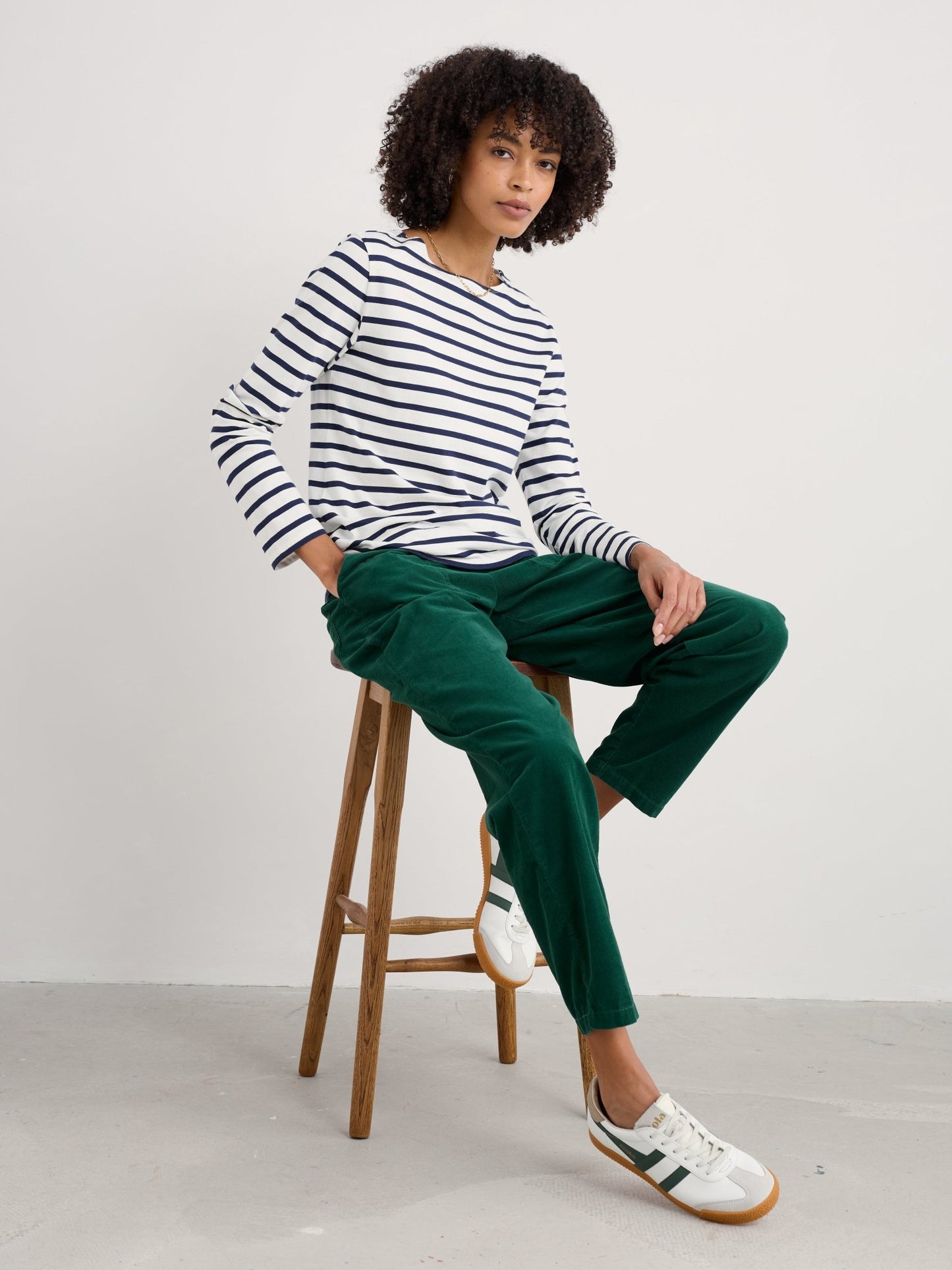 Seasalt Sailor Shirt Organic Cotton Jersey Breton Chalk Maritime