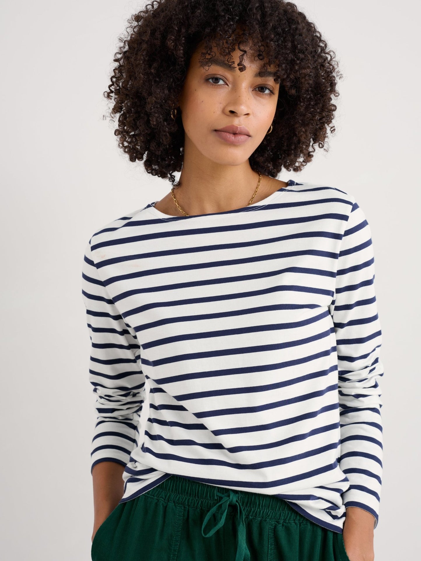 Seasalt Sailor Shirt Organic Cotton Jersey Breton Chalk Maritime