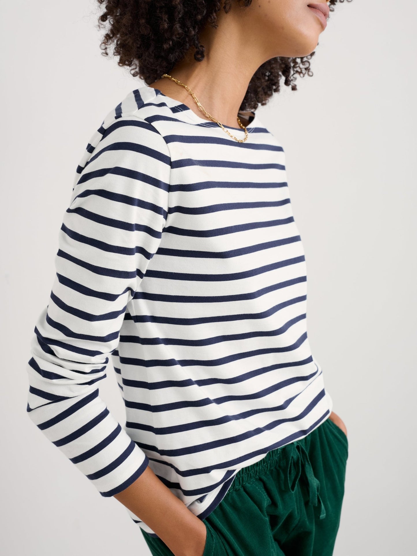 Seasalt Sailor Shirt Organic Cotton Jersey Breton Chalk Maritime