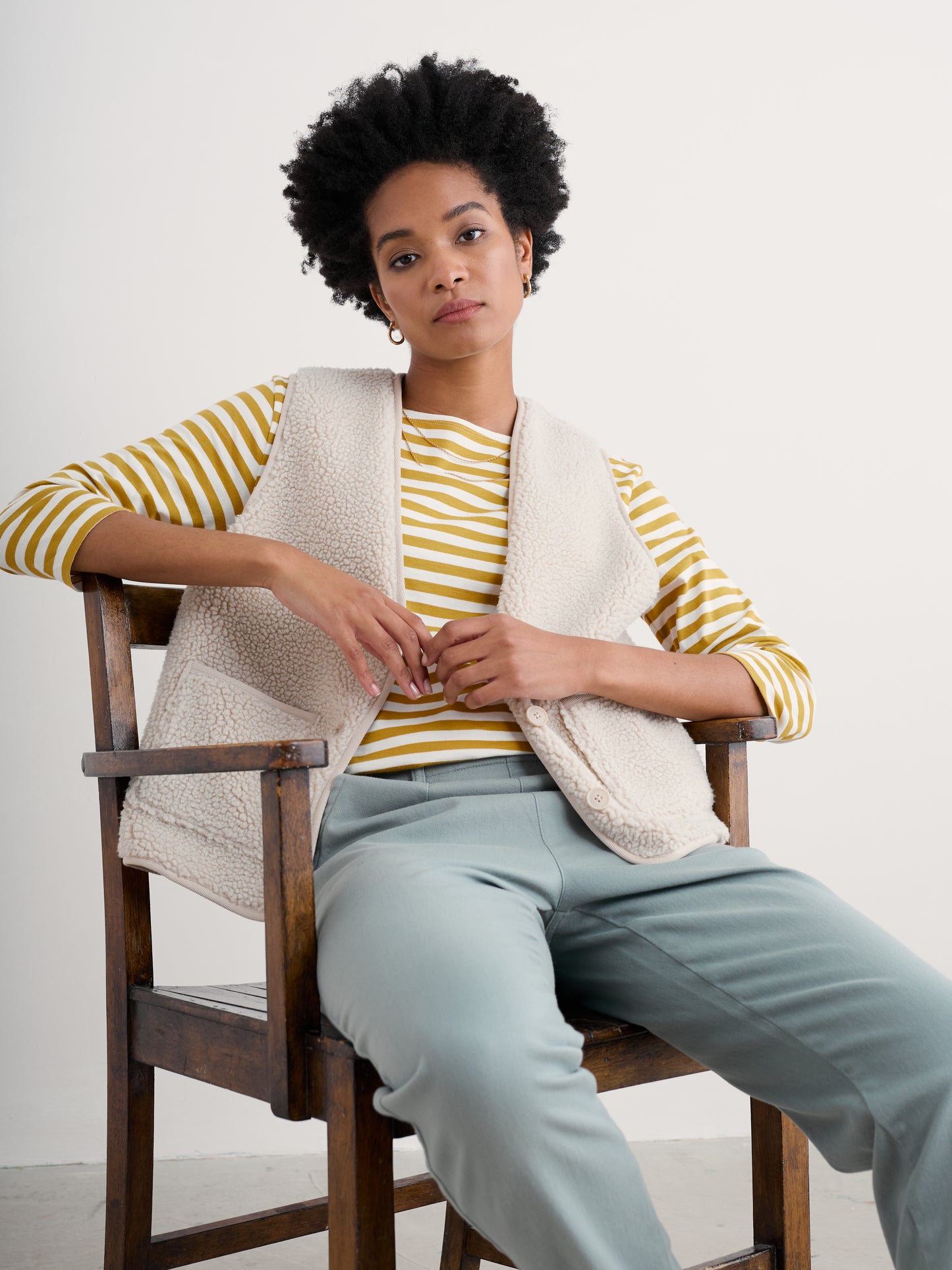 Seasalt Sailor 3/4 Sleeve Top Organic Cotton Jersey Chamomile Chalk