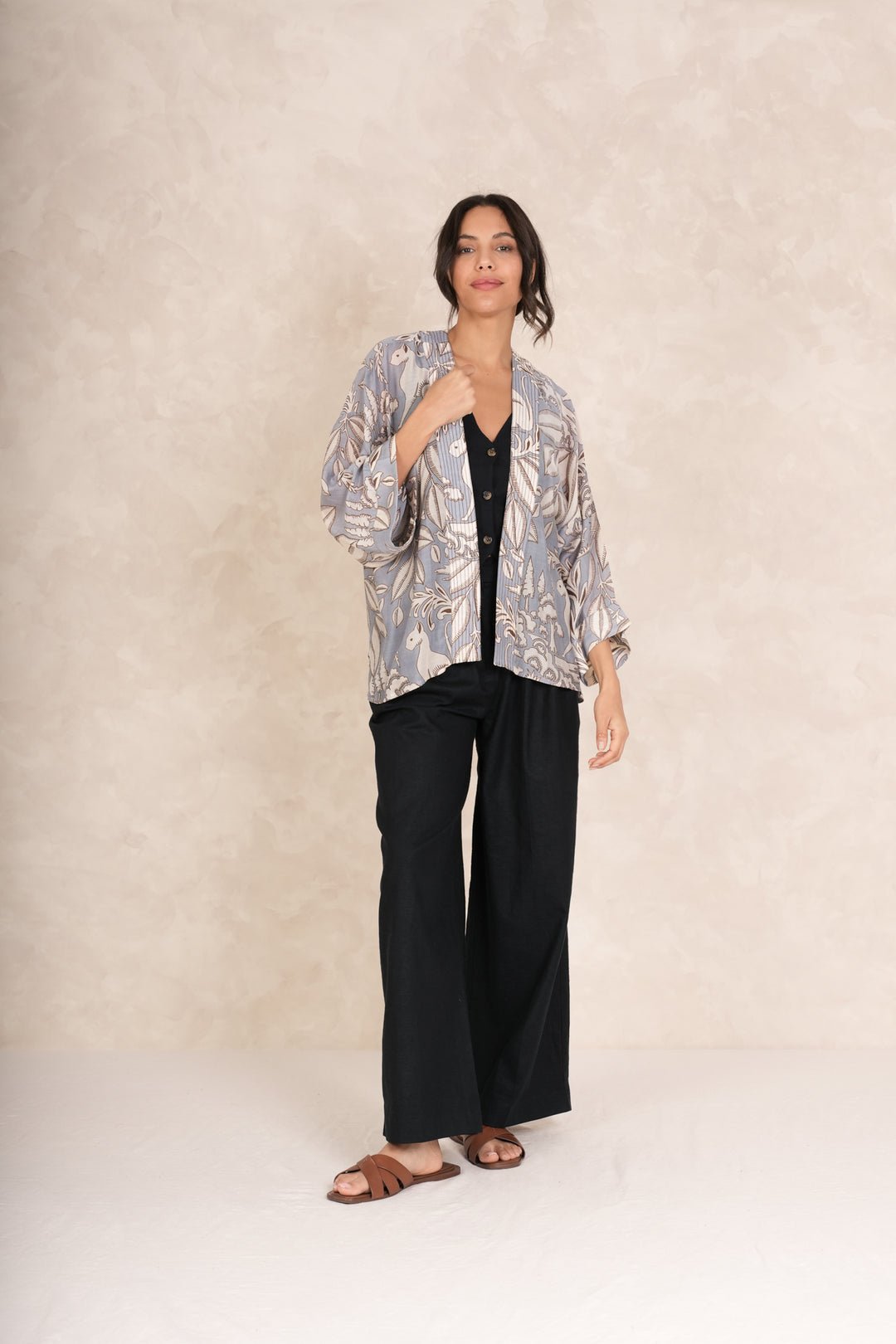 picture of One Hundred Stars Kimono Sphinx Grey - Number Two - womens - fashion - clothing - One Hundred Stars 1