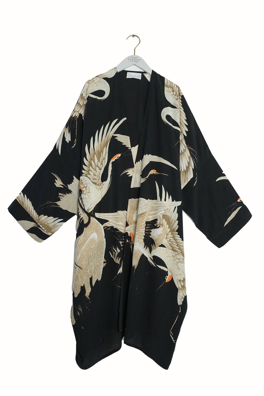 picture of One Hundred Stars GRANDE Kimono Stork Black - Number Two - womens - fashion - ethical - clothing - One Hundred