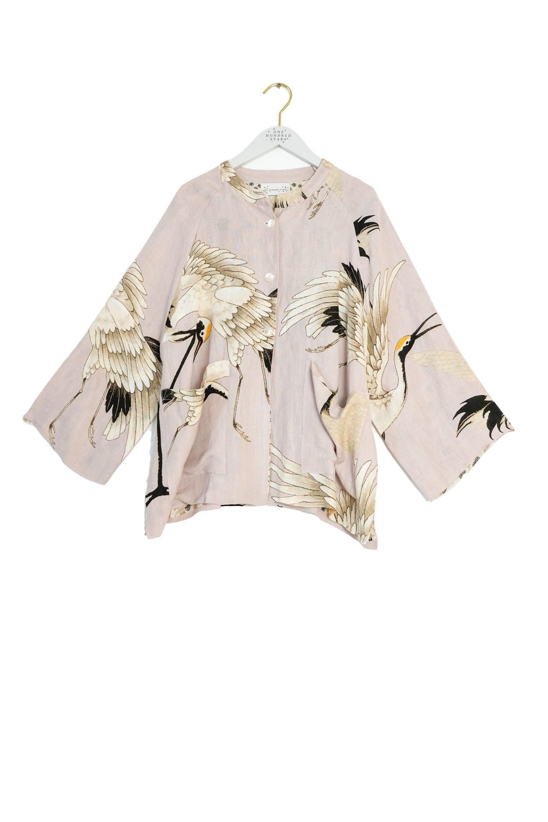 picture of One Hundred Stars Linen Jacket Stork Plaster Pink - Number Two - womens - fashion - ethical - clothing - One