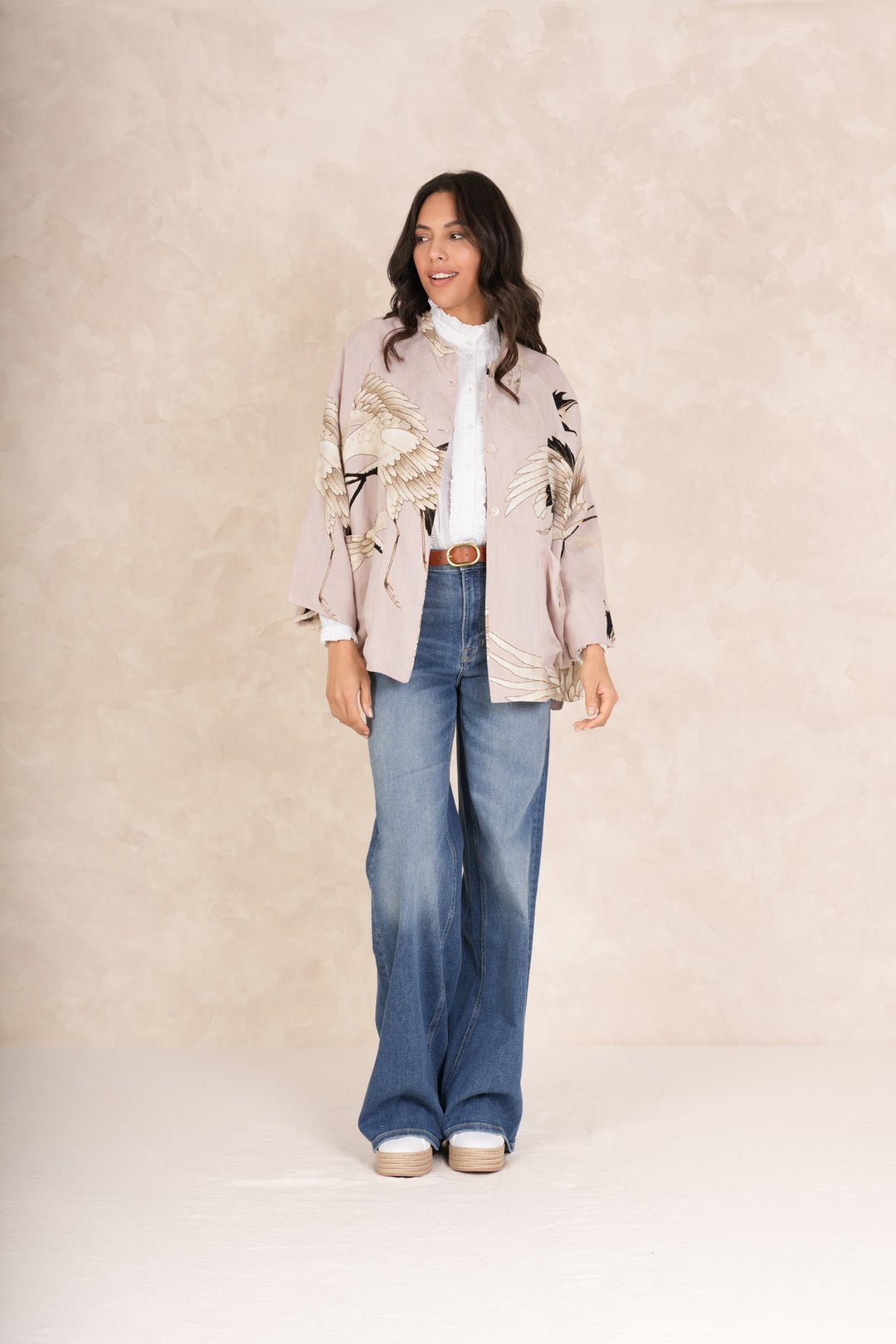 picture of One Hundred Stars Linen Jacket Stork Plaster Pink - Number Two - womens - fashion - ethical - clothing - One