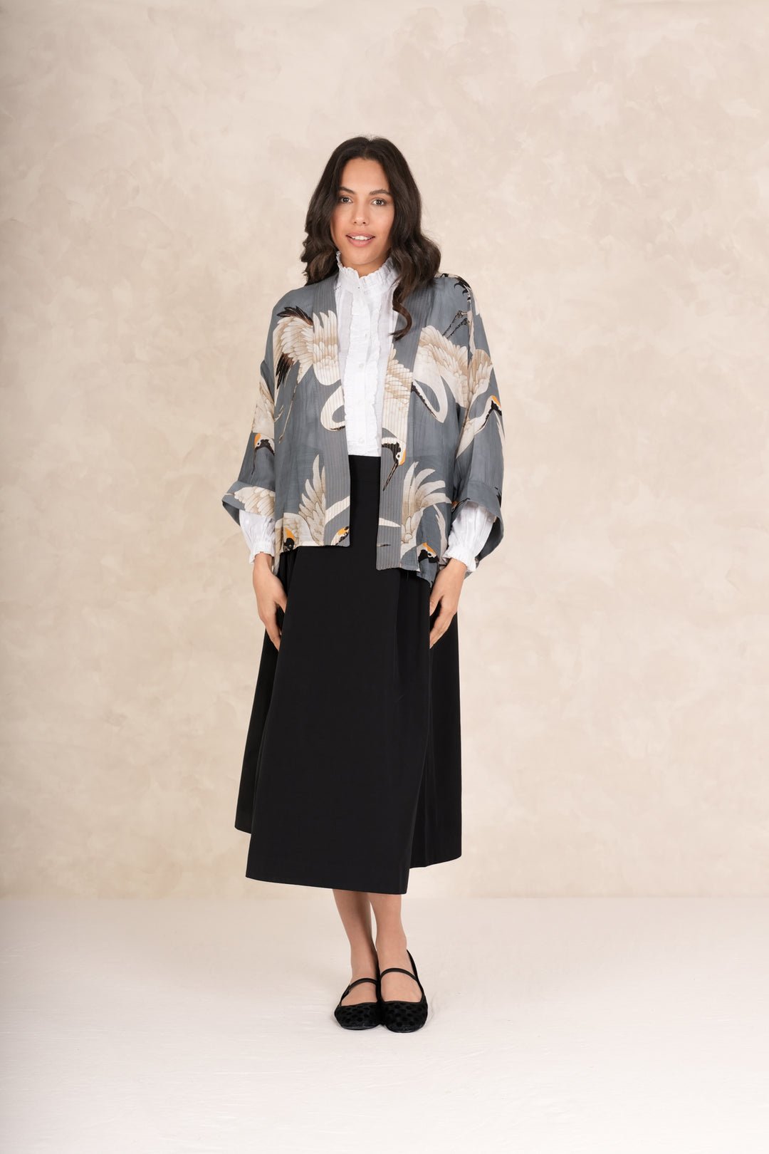 picture of One Hundred Stars Kimono Stork Slate Grey - Number Two - womens - fashion - clothing - One Hundred Stars 1