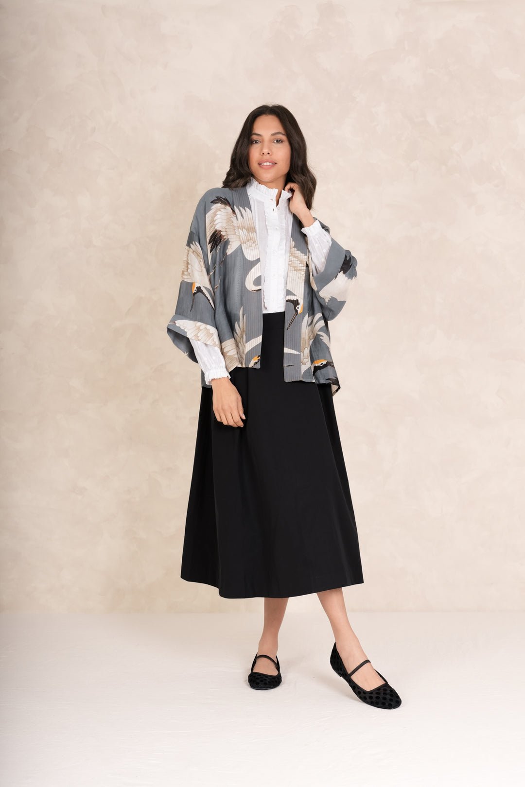 picture of One Hundred Stars Kimono Stork Slate Grey - Number Two - womens - fashion - clothing - One Hundred Stars 4
