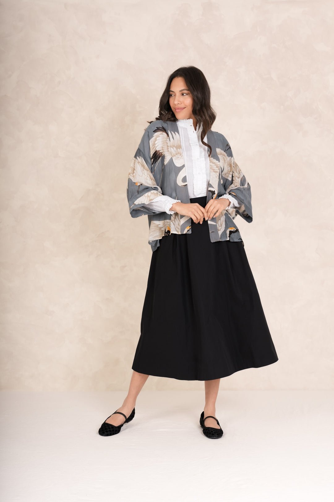 picture of One Hundred Stars Kimono Stork Slate Grey - Number Two - womens - fashion - clothing - One Hundred Stars 5