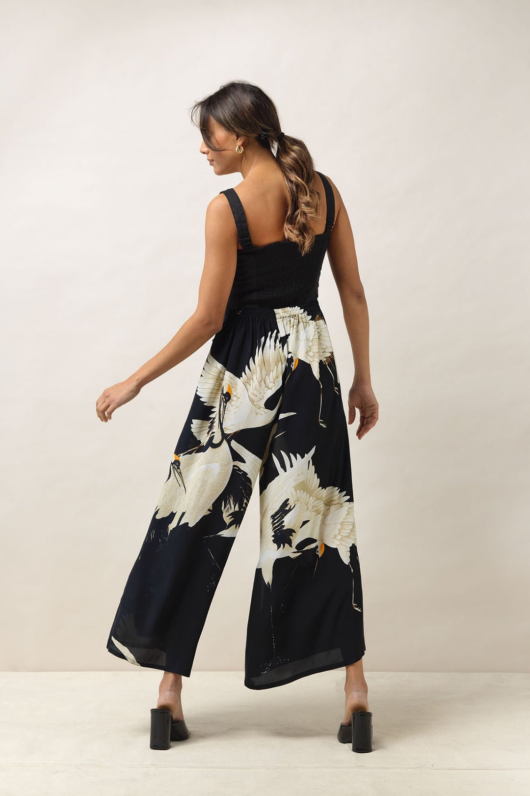 picture of One Hundred Stars Palazzo Pants Stork Black - Number Two - womens - fashion - ethical - clothing - One Hundred