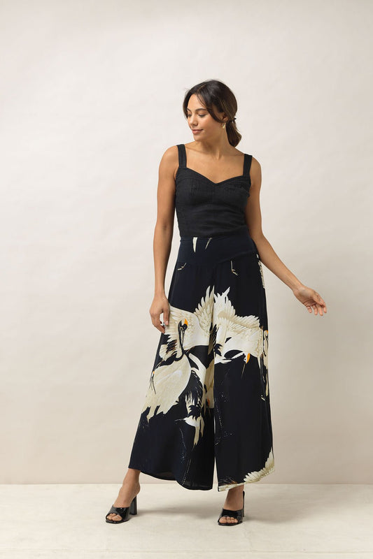 picture of One Hundred Stars Palazzo Pants Stork Black - Number Two - womens - fashion - ethical - clothing - One Hundred