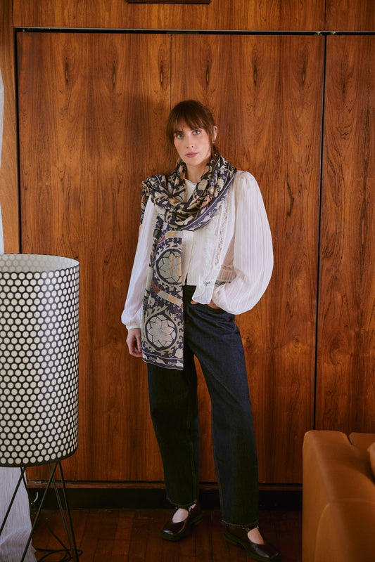 picture of One Hundred Stars Scarf - Susani Charcoal - Number Two - womens - fashion - accessories - One Hundred Stars 1