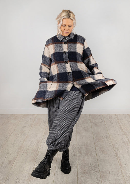 picture of Thing 7121 Boiled Wool Check Jacket - Navy - Number Two - womens - fashion - clothing - Thing 1