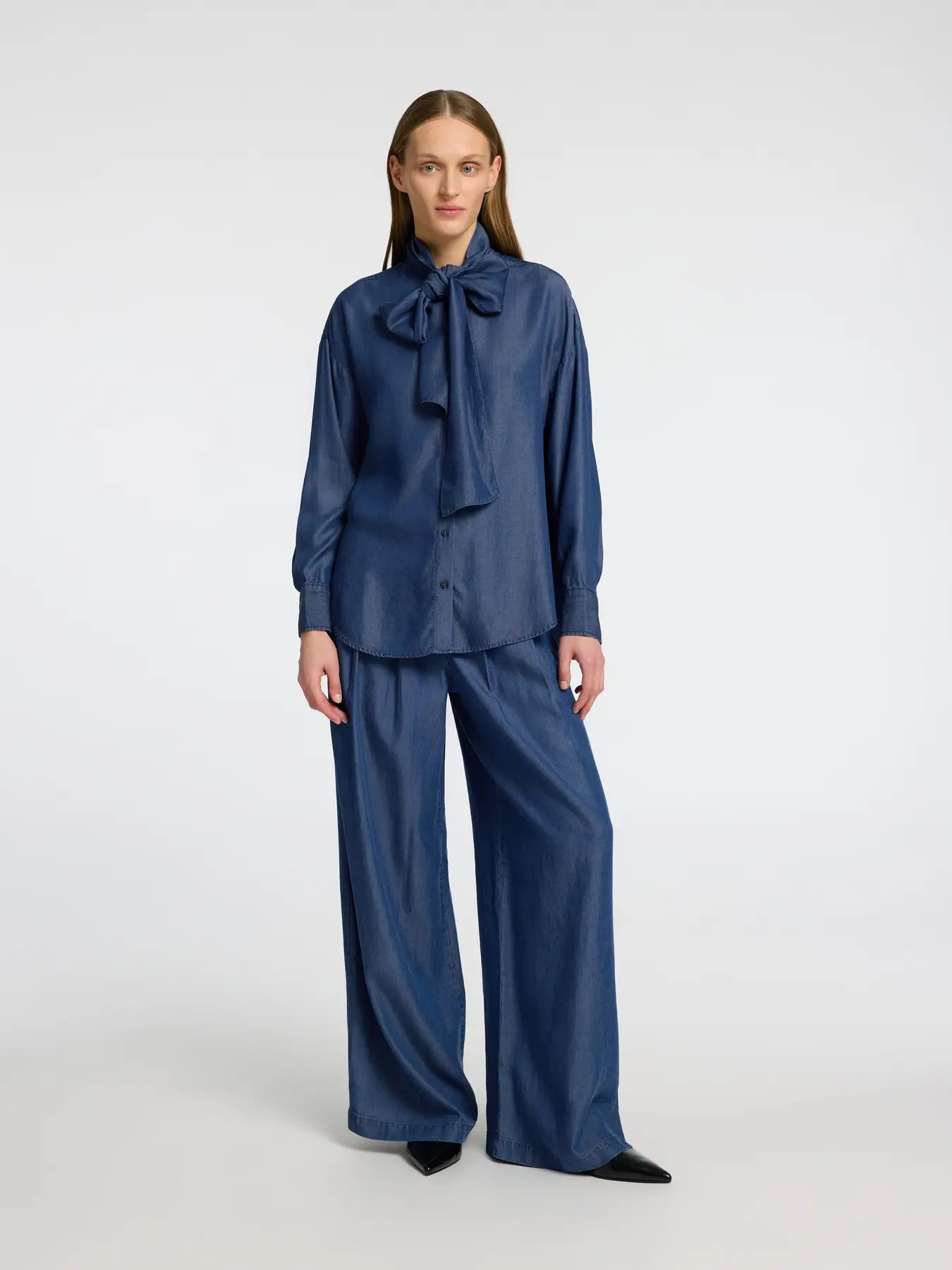 Selected Femme Janna Chambray LS Shirt Dark Blue