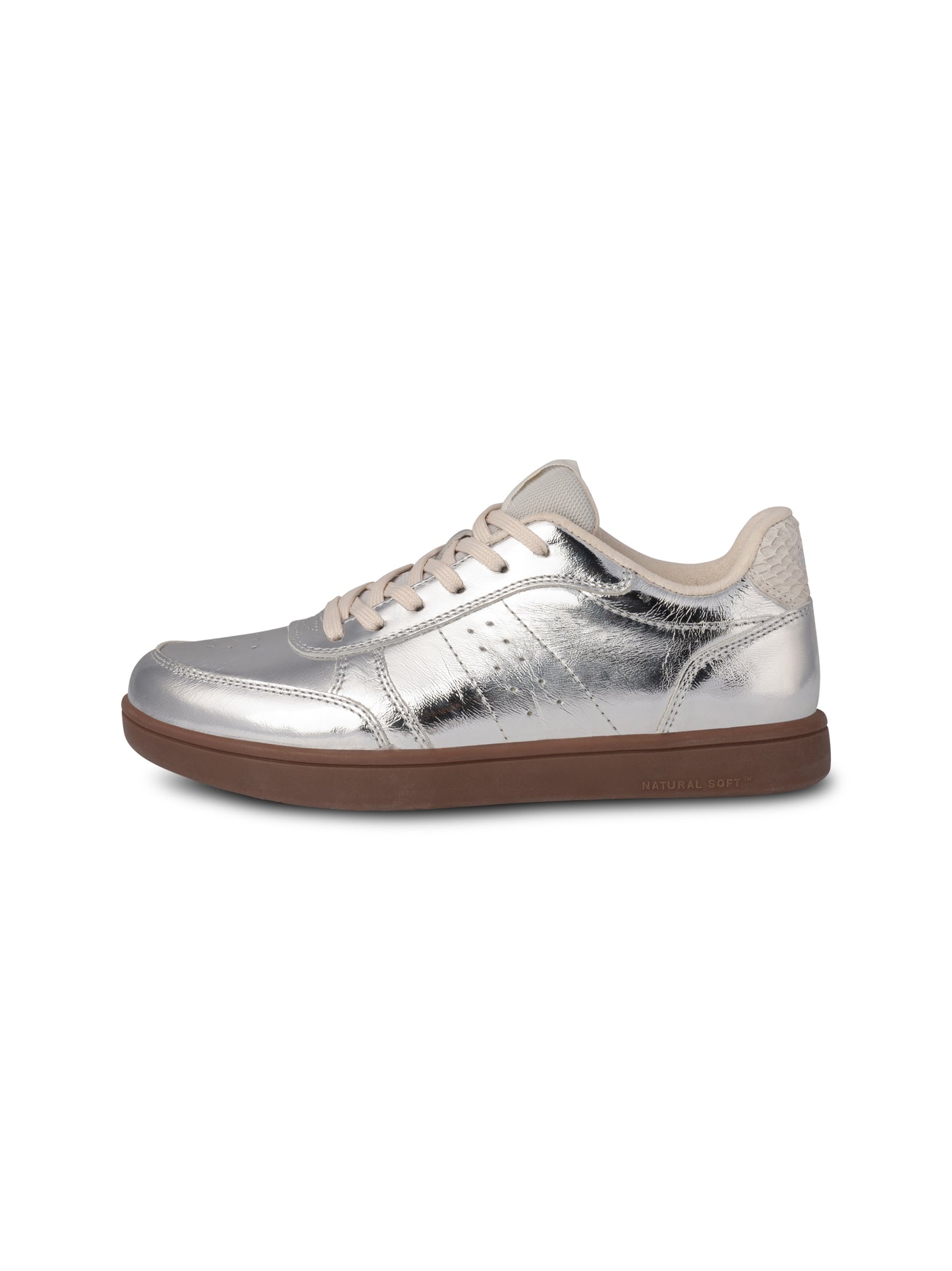 picture of Woden Bjork Leather Trainer Silver - Number Two - womens - fashion - Footwear - Woden 1