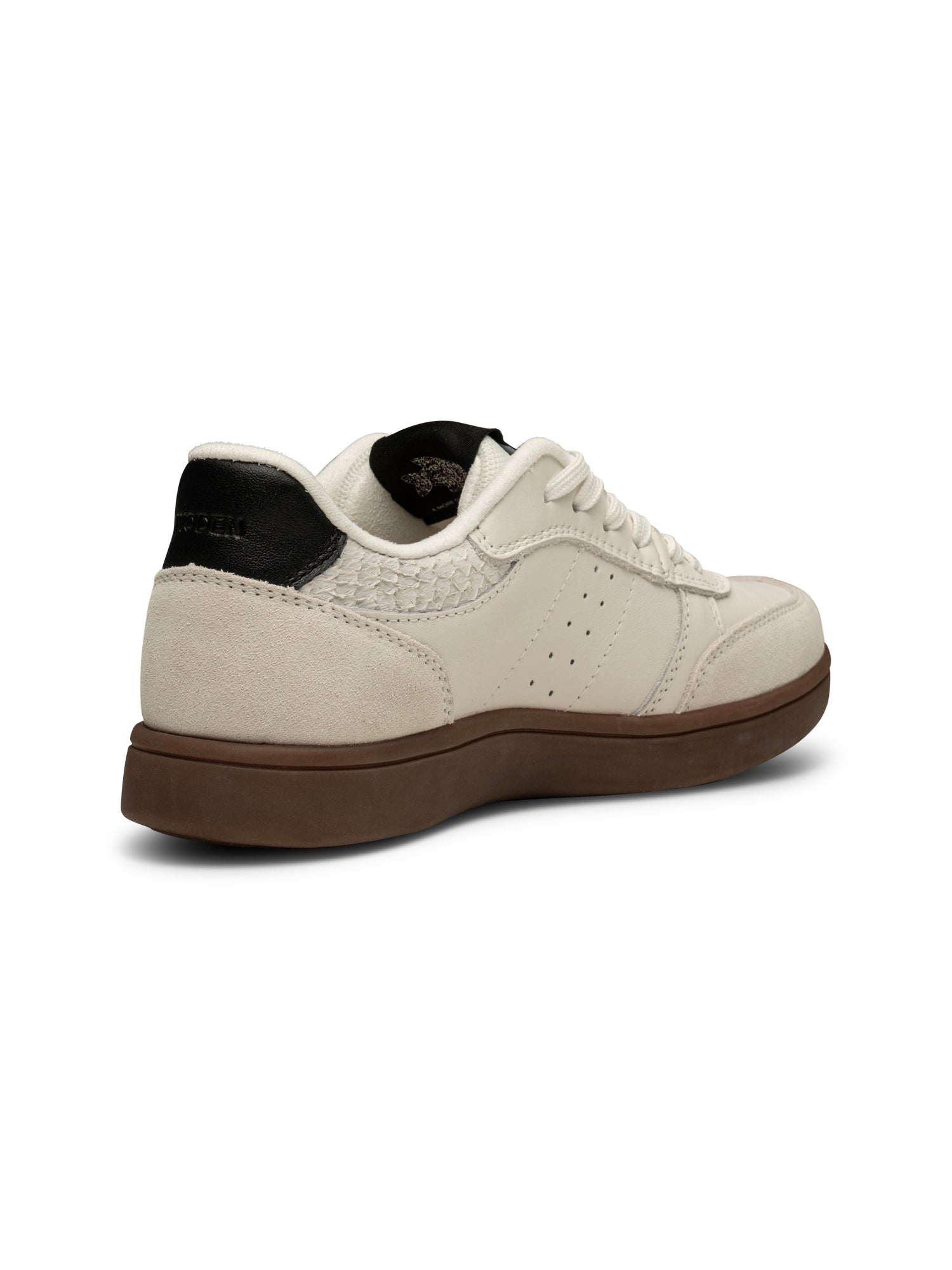 picture of Woden Bjork Leather Trainer Mix - Blanc De Blanc/Black - Number Two - womens - fashion - ethical - Footwear -Woden