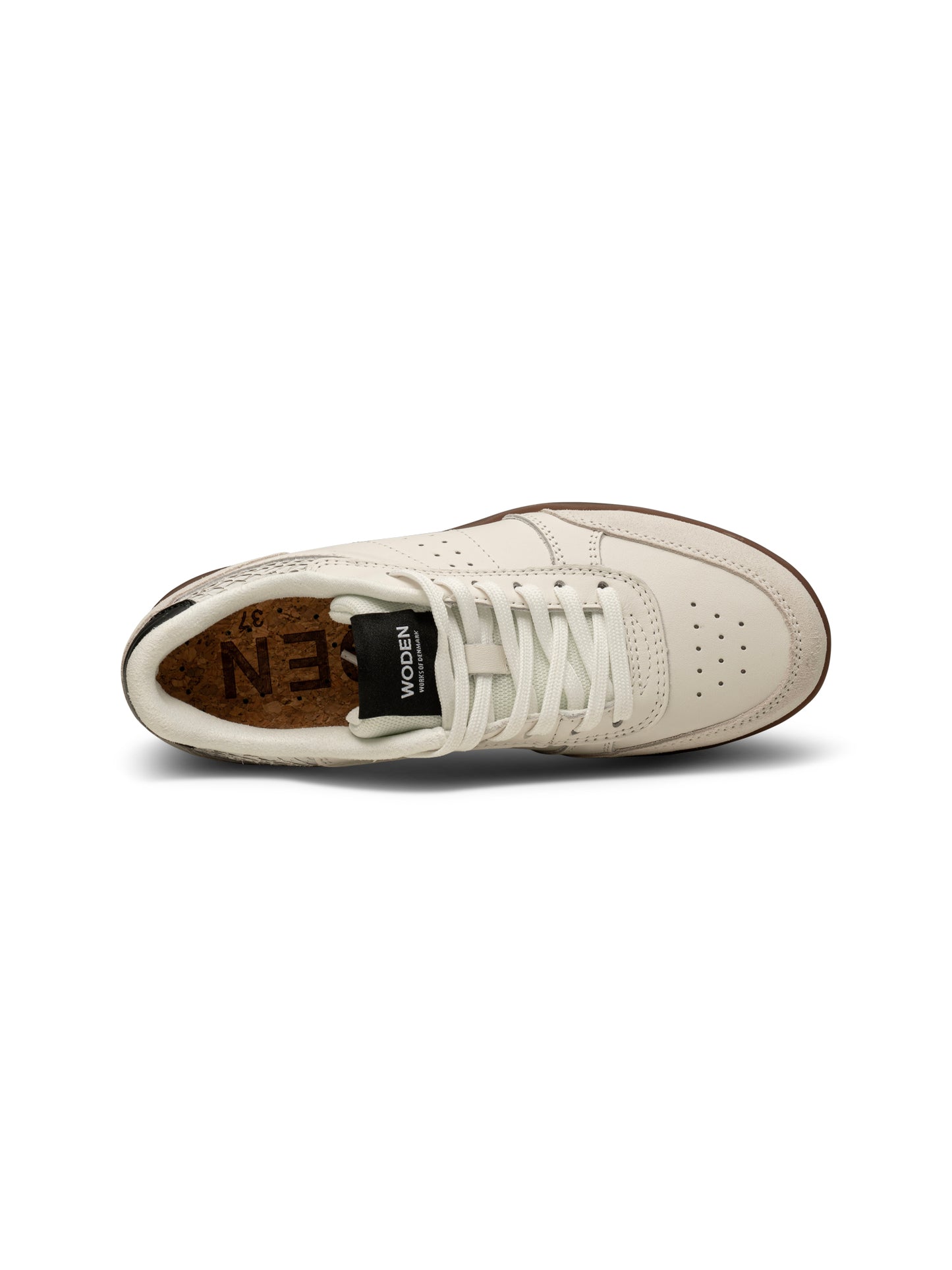 picture of Woden Bjork Leather Trainer Mix - Blanc De Blanc/Black - Number Two - womens - fashion - ethical - Footwear -Woden
