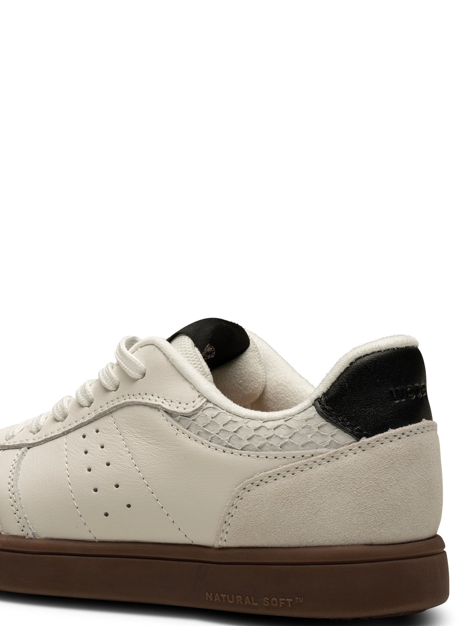 picture of Woden Bjork Leather Trainer Mix - Blanc De Blanc/Black - Number Two - womens - fashion - ethical - Footwear -Woden