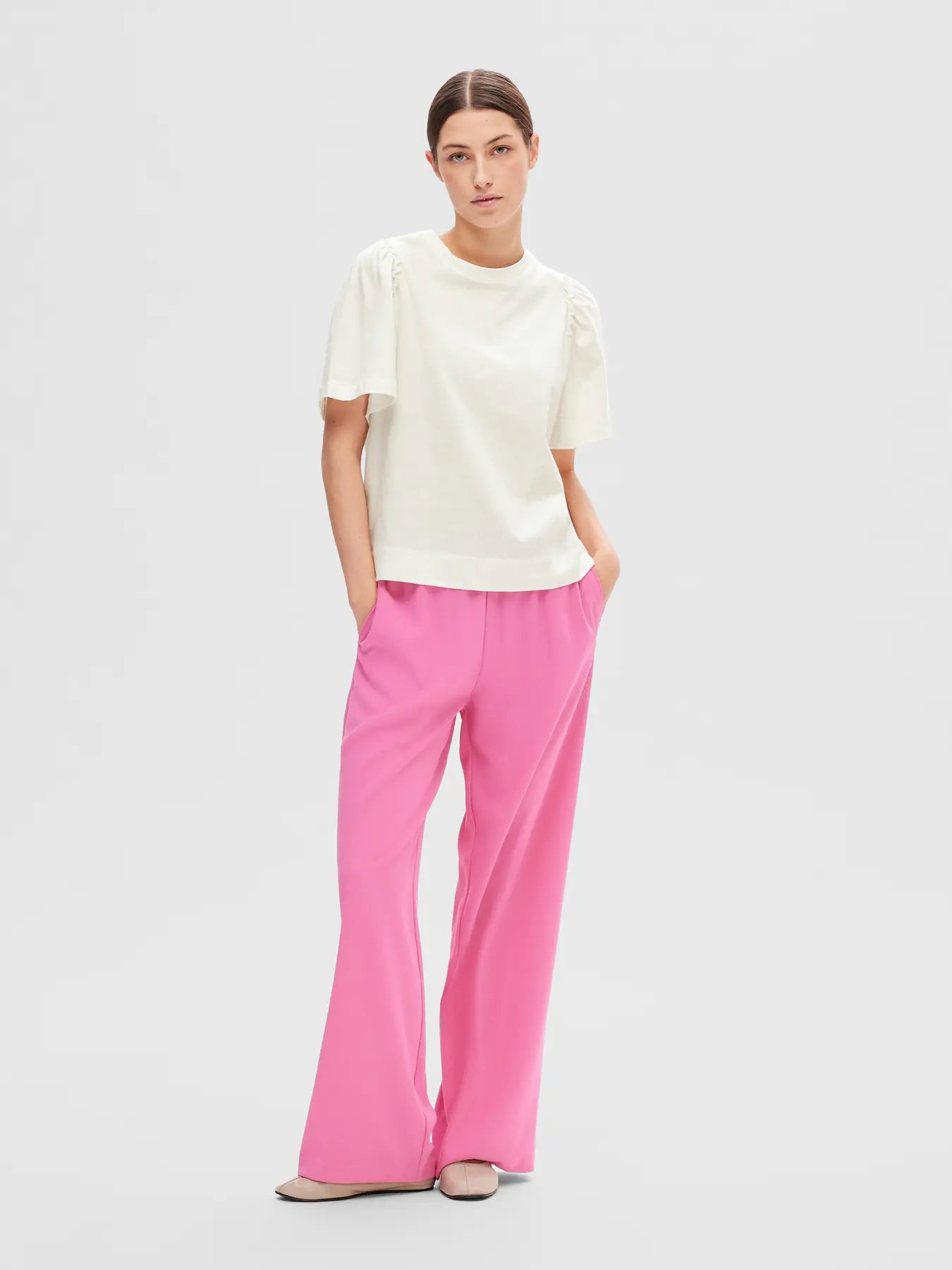 Selected Femme Penelope Ruffle Tee White