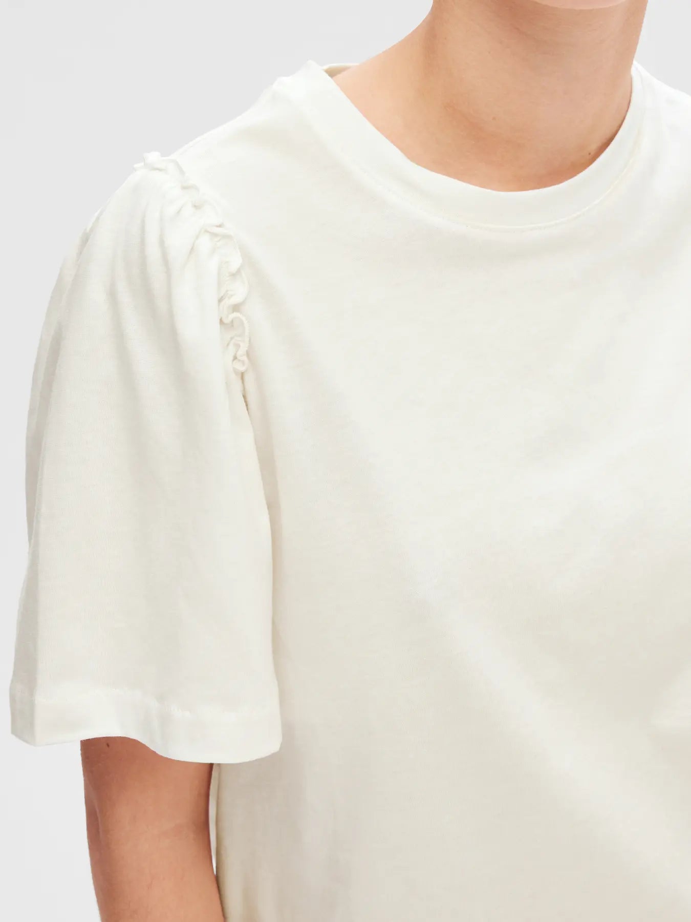 Selected Femme Penelope Ruffle Tee White