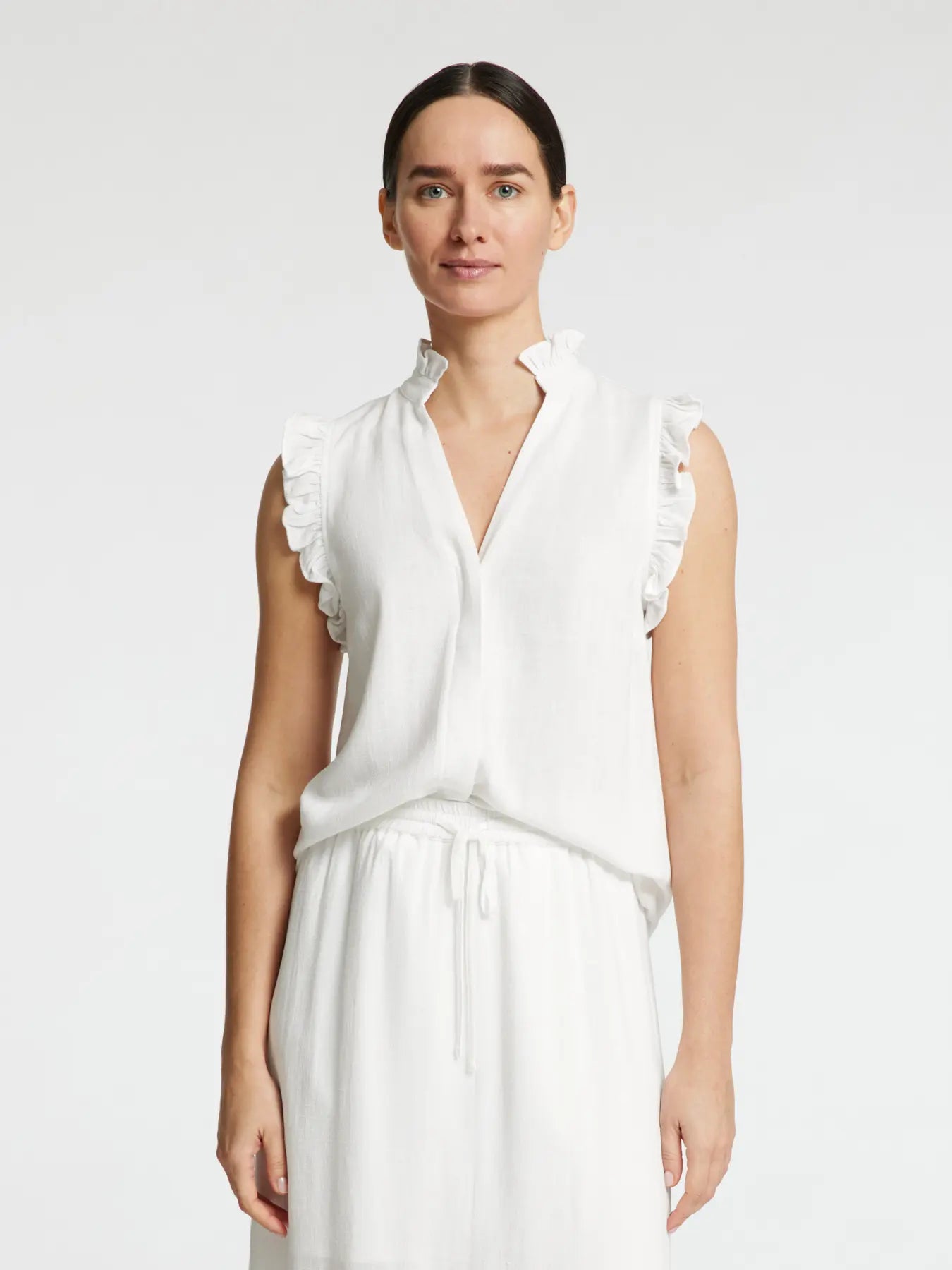 Selected Femme Viva Ruffle Top Snow White
