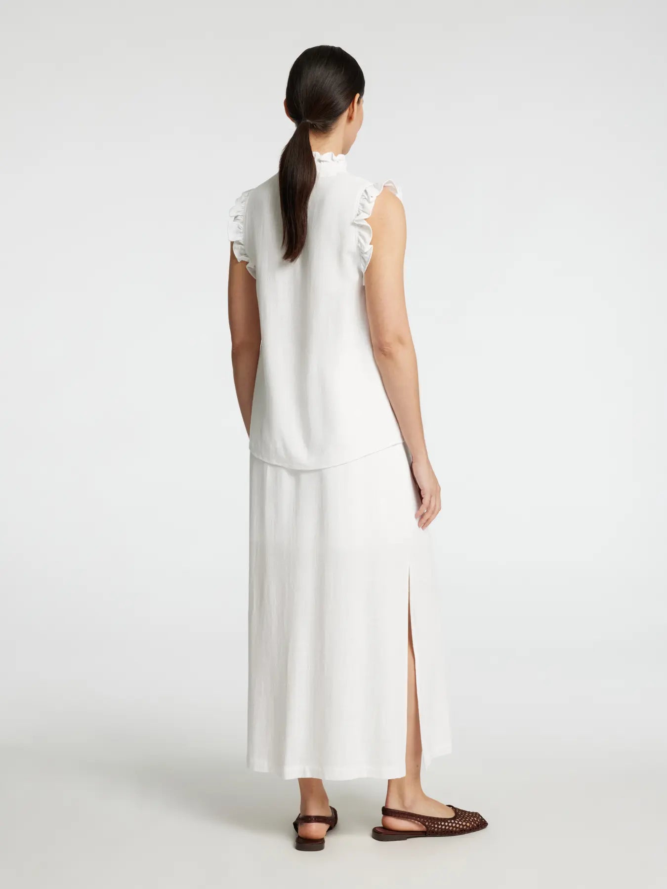 Selected Femme Viva Ruffle Top Snow White