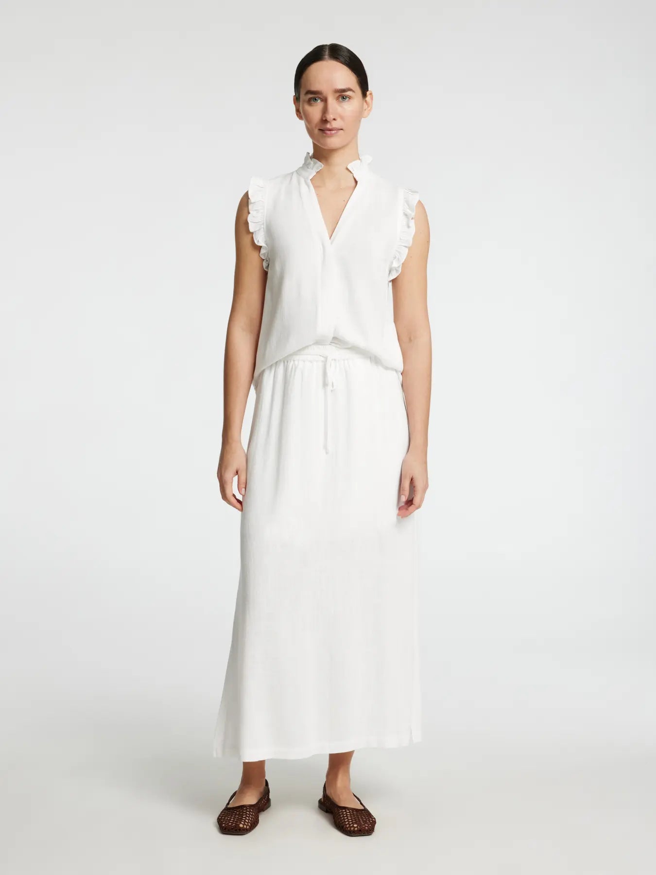 Selected Femme Viva Ruffle Top Snow White