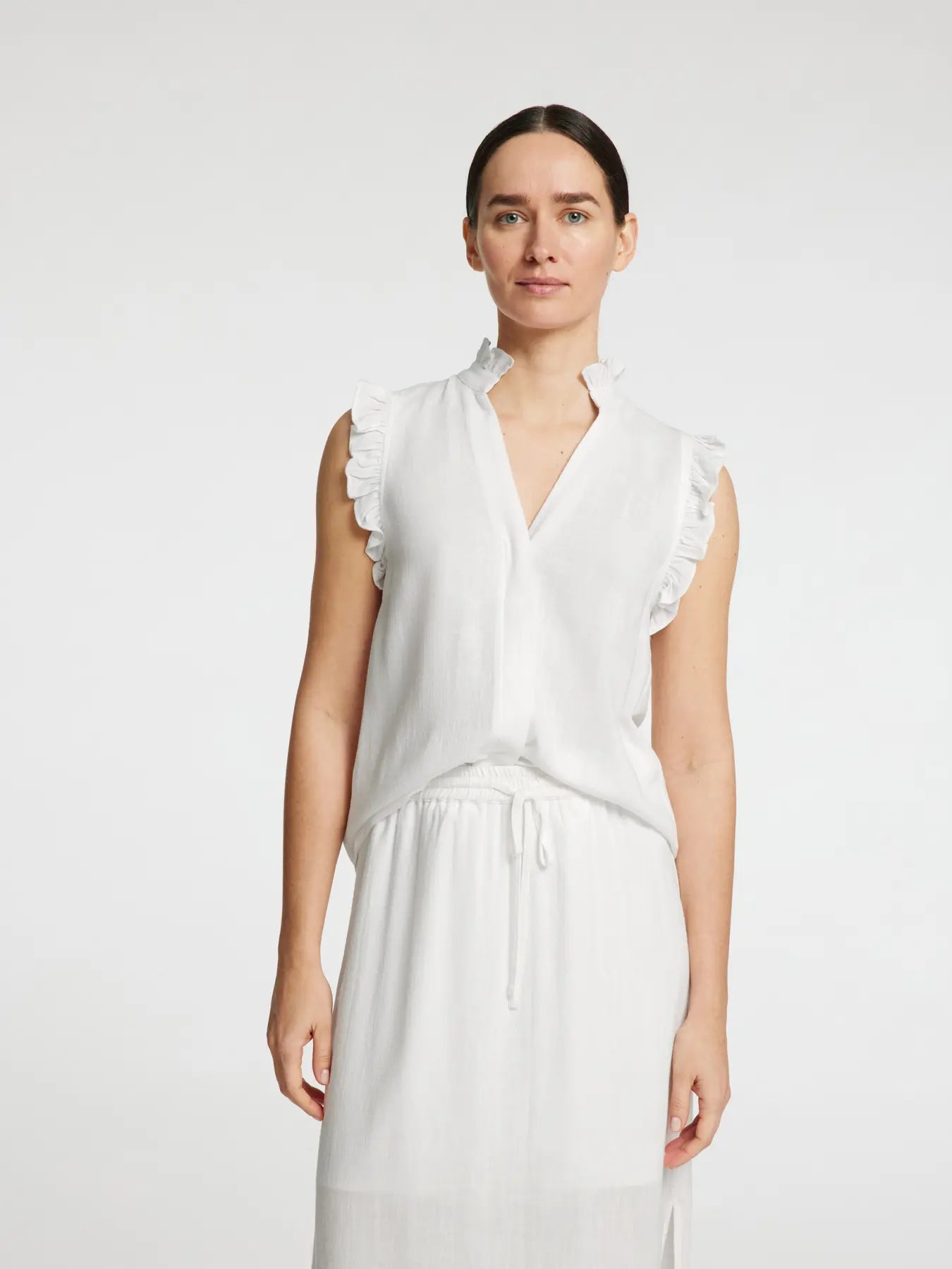 Selected Femme Viva Ruffle Top Snow White