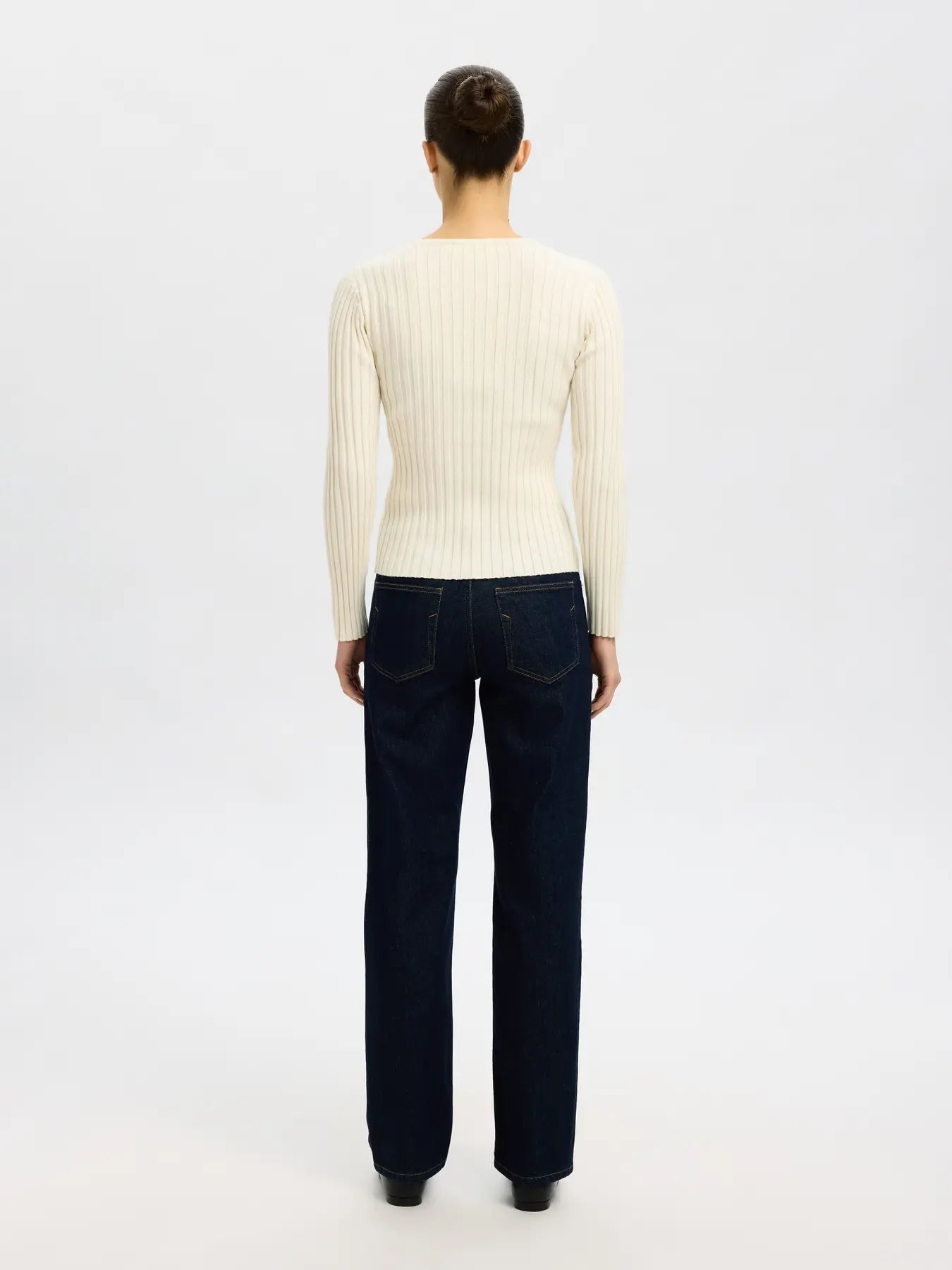 picture of Selected Femme Helen Long Sleeved Button Top - Birch - Number Two - womens - fashion - ethical - clothing -