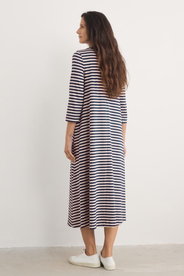 Seasalt Ivey 3/4 Sleeve T-Shirt Dress Organic Cotton Jersey Hessian Maritime