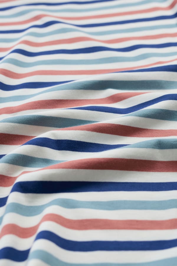 Seasalt Sailor 3/4 Sleeve Top Organic Cotton Jersey Stripe Tri Mini Cornish Chalk Rose Dew