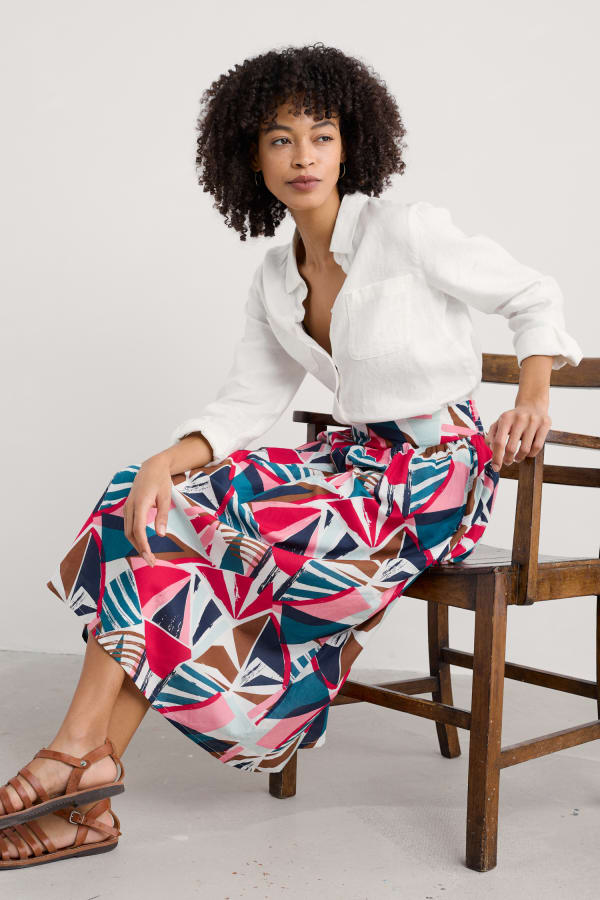 picture of Seasalt Mevagissey Midi Skirt in Organic Cotton Spinnaker Sails Chalk - Number Two - womens - fashion - ethical -
