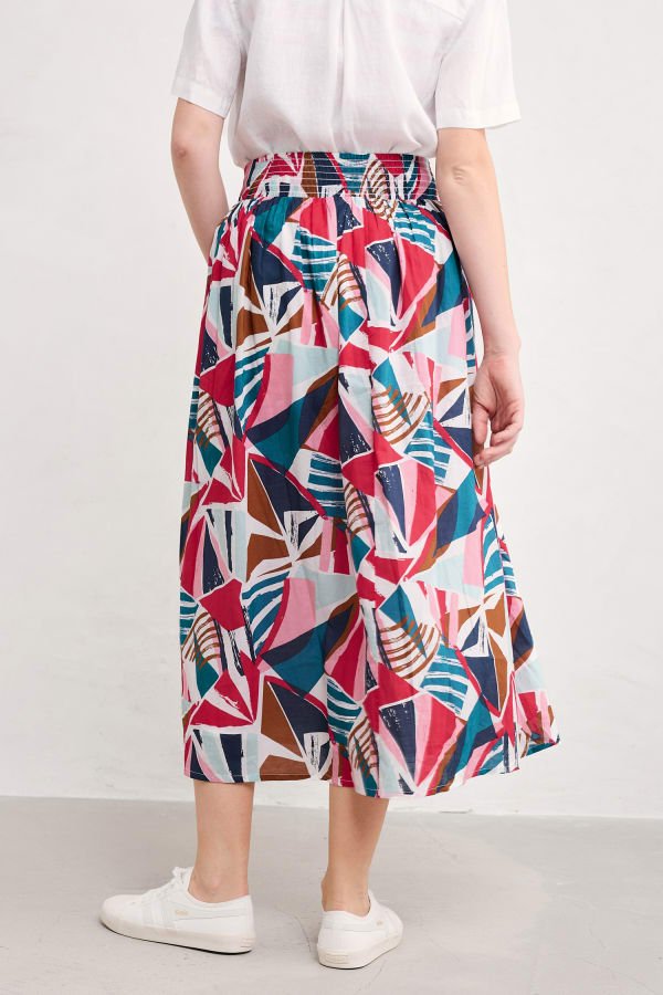 picture of Seasalt Mevagissey Midi Skirt in Organic Cotton Spinnaker Sails Chalk - Number Two - womens - fashion - ethical -
