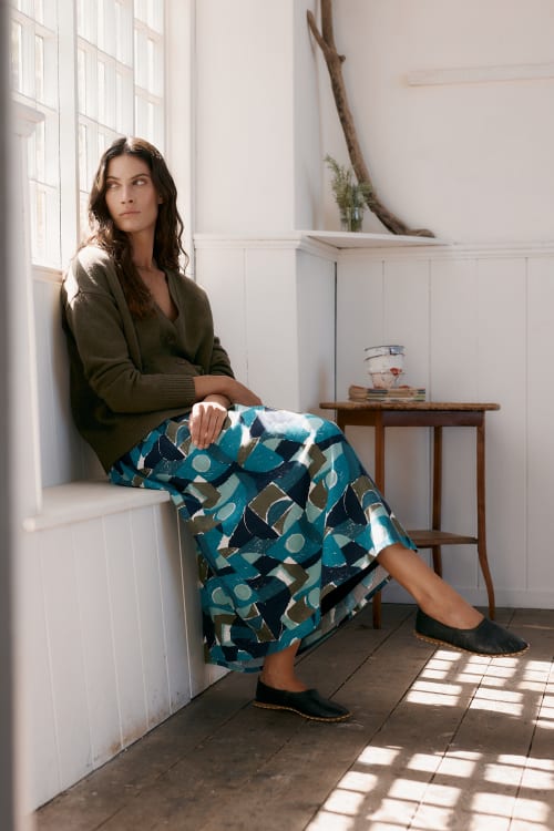 picture of Seasalt Mevagissey Midi Skirt - Penwith Abstract Emulsion - Number Two - womens - fashion - clothing - Seasalt 1