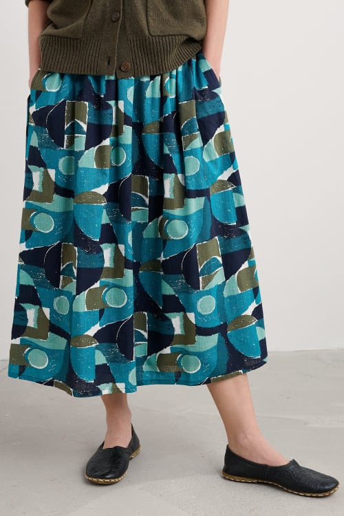 picture of Seasalt Mevagissey Midi Skirt - Penwith Abstract Emulsion - Number Two - womens - fashion - clothing - Seasalt 4