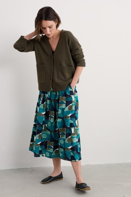 picture of Seasalt Mevagissey Midi Skirt - Penwith Abstract Emulsion - Number Two - womens - fashion - clothing - Seasalt 2