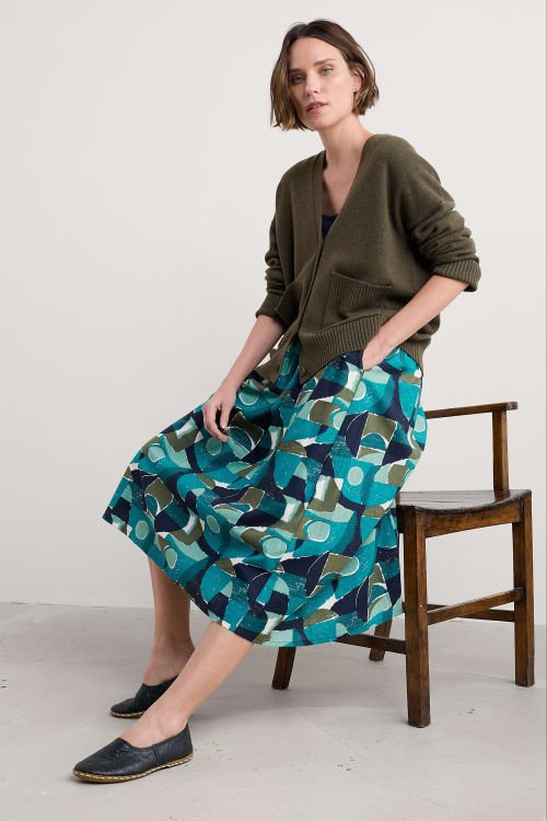 picture of Seasalt Mevagissey Midi Skirt - Penwith Abstract Emulsion - Number Two - womens - fashion - clothing - Seasalt 3