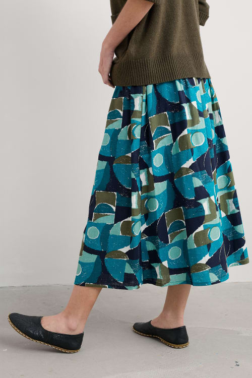 picture of Seasalt Mevagissey Midi Skirt - Penwith Abstract Emulsion - Number Two - womens - fashion - clothing - Seasalt 5