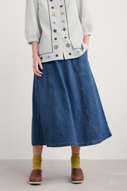 picture of Seasalt Restharrow Denim Skirt - Mid Wash - Number Two - womens - fashion - clothing - Seasalt 1