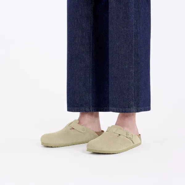 Birkenstock Boston Suede Leather Faded Khaki