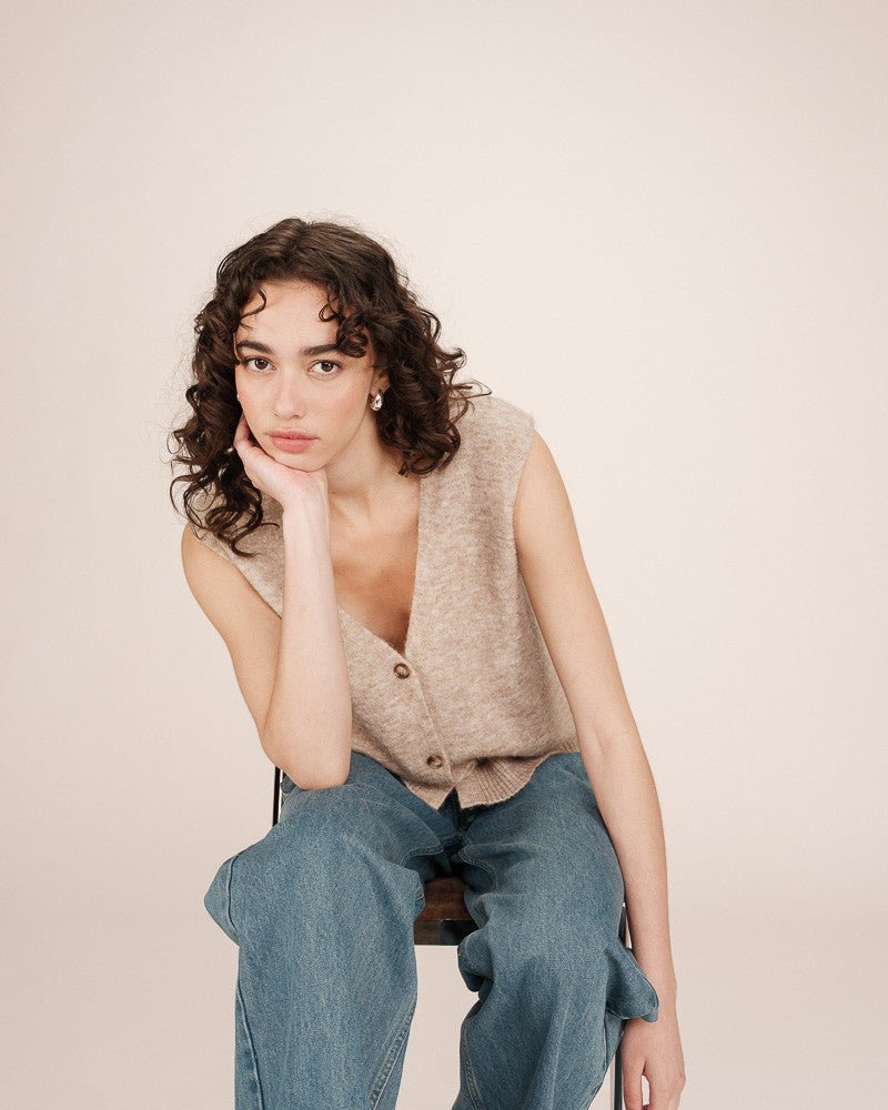 picture of Grace & Mila Santa Knit Tank Top - Beige - Number Two - womens - fashion - clothing - Grace & Mila 4