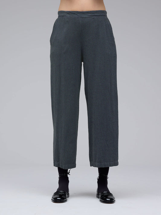 picture of Cut Loose Crop Wide Leg Pant Mini Check - Tidal - Number Two - womens - fashion - clothing - Cut Loose 1