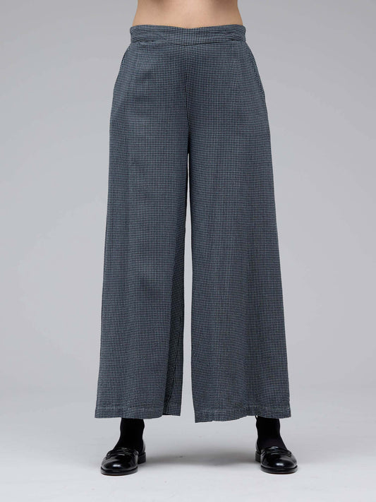 picture of Cut Loose Crop Wide Leg Pant Mini Check - gull - Number Two - womens - fashion - clothing - Cut Loose 1