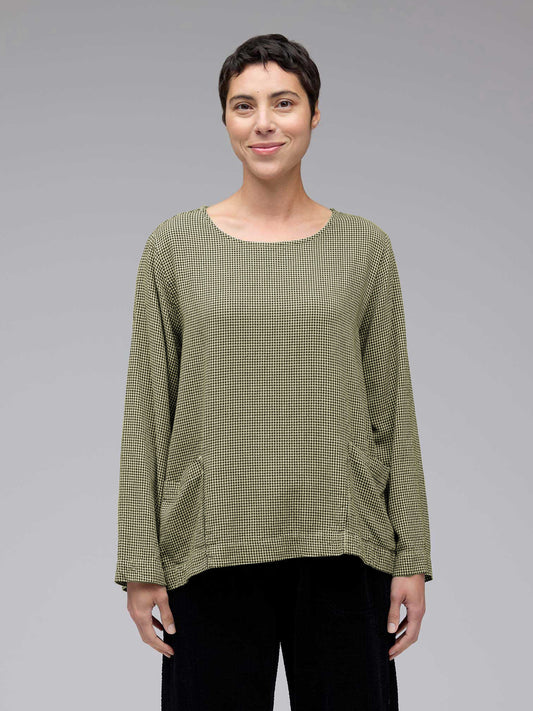 picture of Cut Loose Pocket Top Mini Check - Lentil - Number Two - womens - fashion - clothing - Cut Loose 1