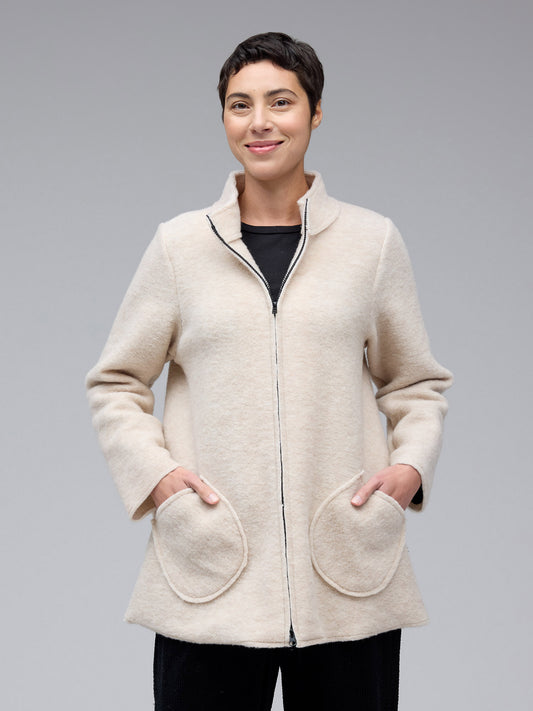 picture of Cut Loose Zip Swing Jacket Boiled Wool - Moonbeam - Number Two - womens - fashion - clothing - Cut Loose 1