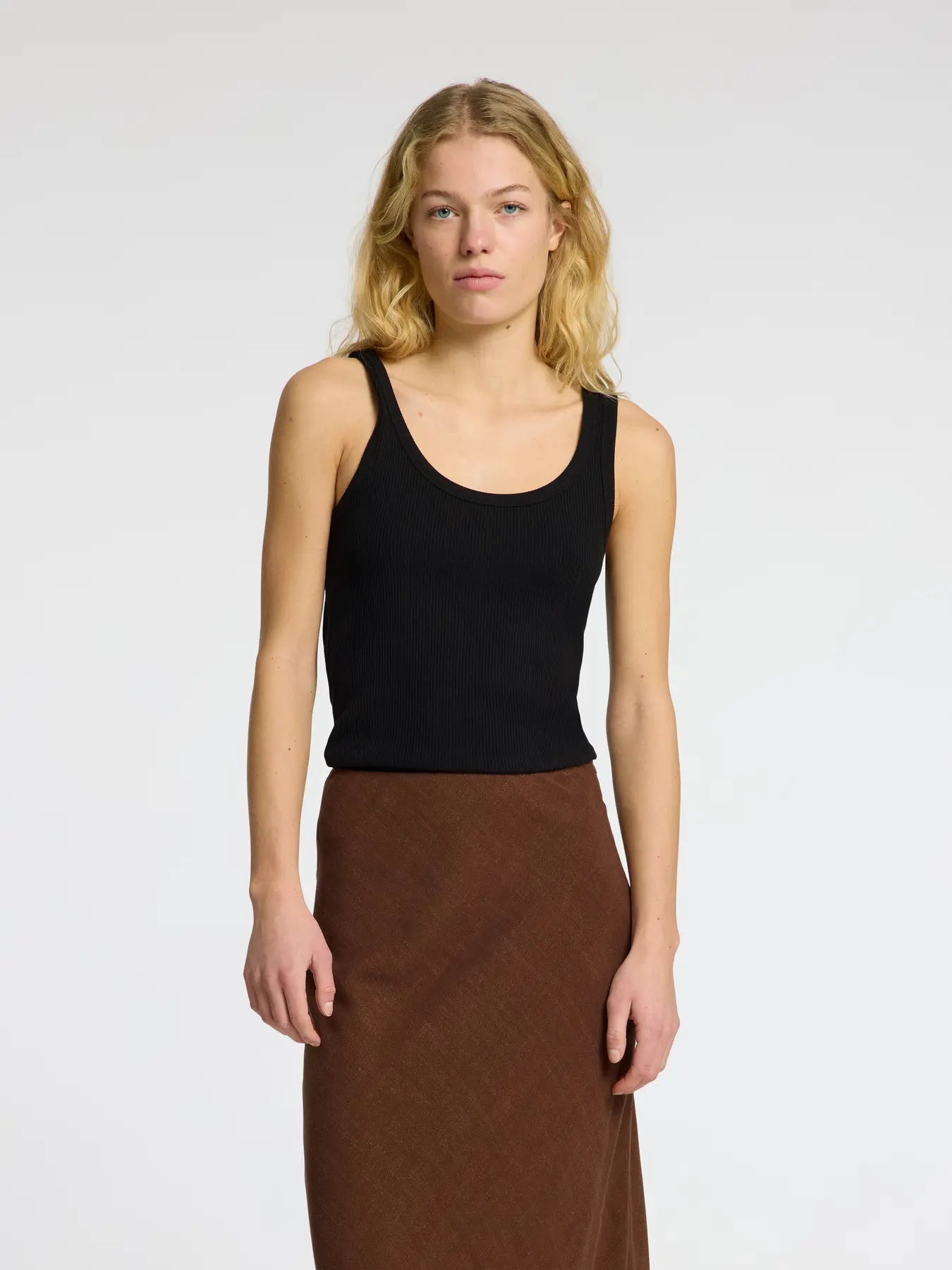 Selected Femme Anna U-Neck Tank Top Black