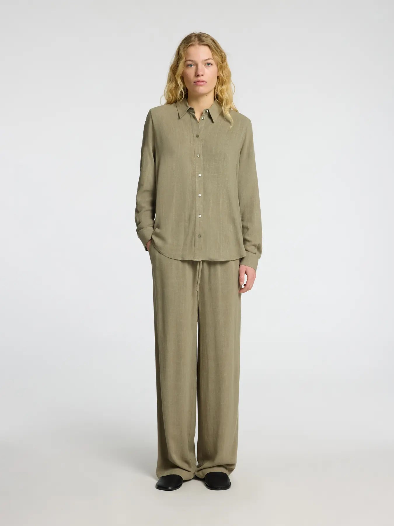 Selected Femme Viva High Waist Trousers Vetiver