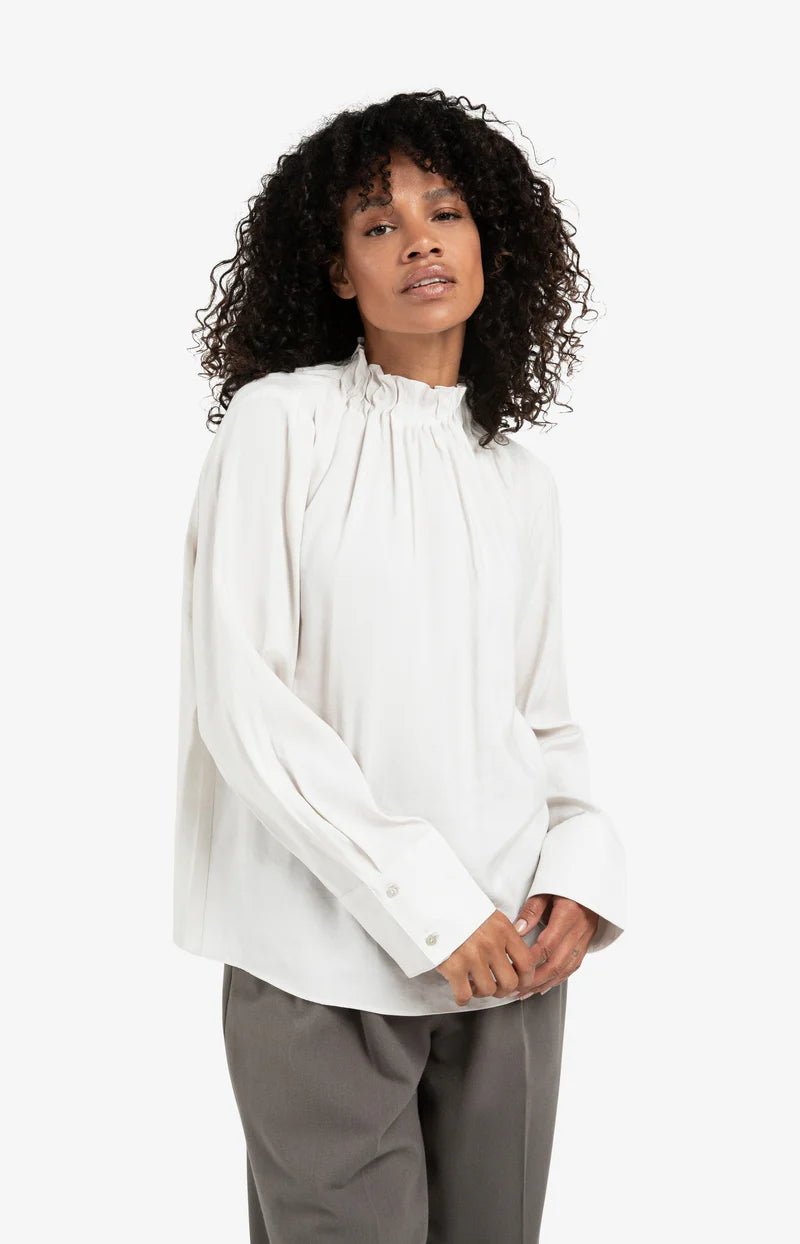 picture of Yaya High Neck Top - Early Frost White - Number Two - womens - fashion - clothing - Yaya 1