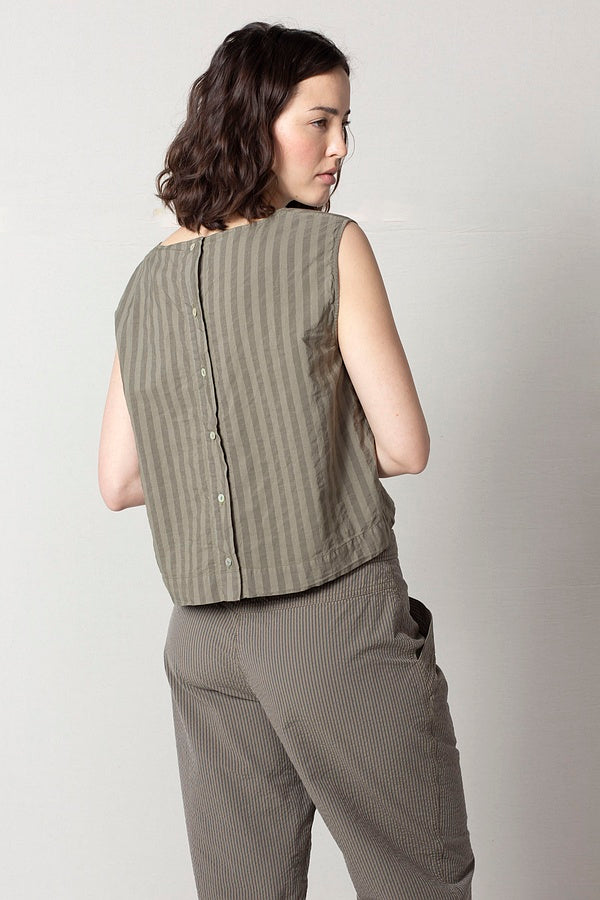 Ischiko 509 Blouse Cotton Chambray Stripe Poppy