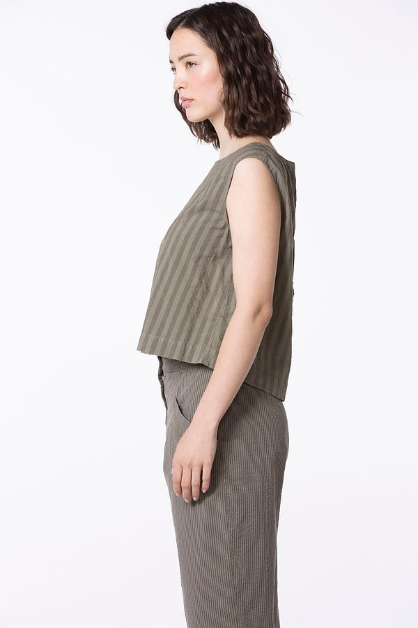 Ischiko 509 Blouse Cotton Chambray Stripe Poppy